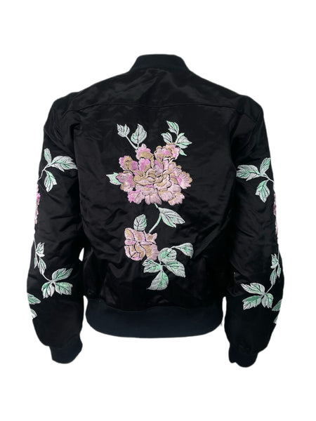 3X1 Women's Black Zip Up Satin Jacket #797 M NWT