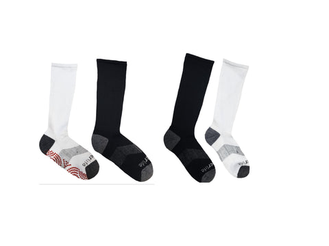 TOMMIE COPPER Women's 4 Pair Black/White Compression OTC Socks