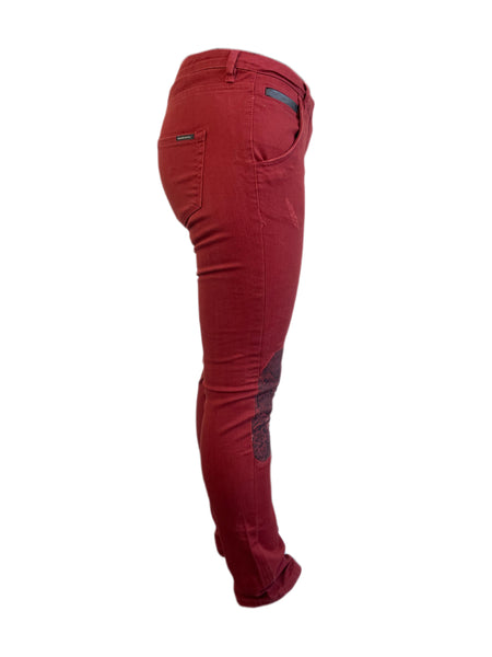 Maison Scotch Women's Burgundy Knee Details Pants #850 NWT