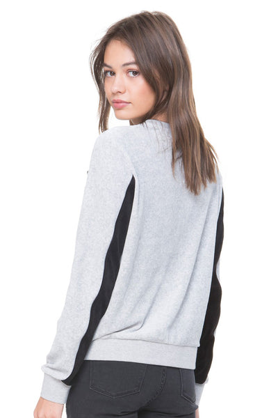 JUICY COUTURE BLACK LABEL Women's Silver Velour Gems Pullover $178 NWT