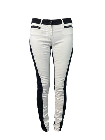 3X1 Women's White Black Skinny Zip Jeans #909 25 NWOTT