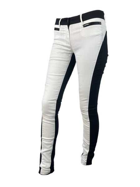 3X1 Women's White Black Skinny Zip Jeans #909 25 NWOTT