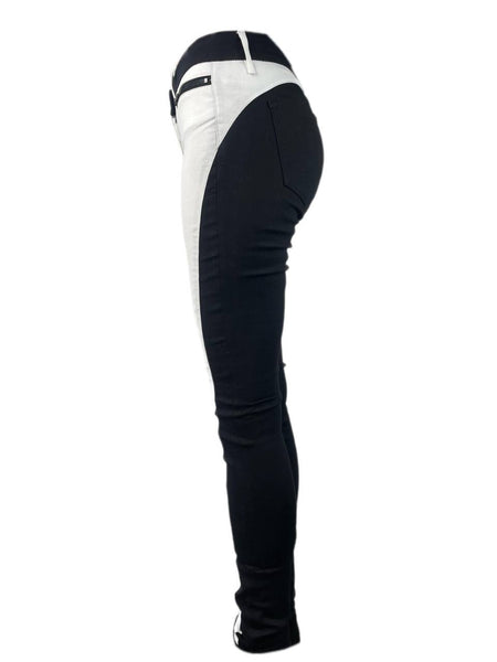 3X1 Women's White Black Skinny Zip Jeans #909 25 NWOTT