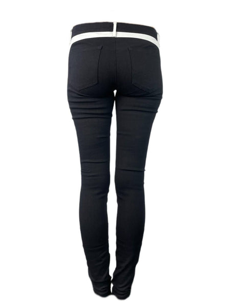 3X1 Women's White Black Skinny Zip Jeans #909 25 NWOTT