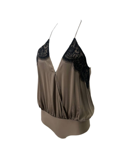 CAMI Women's Brown Pewter V-Neck Top #919 XS NWT