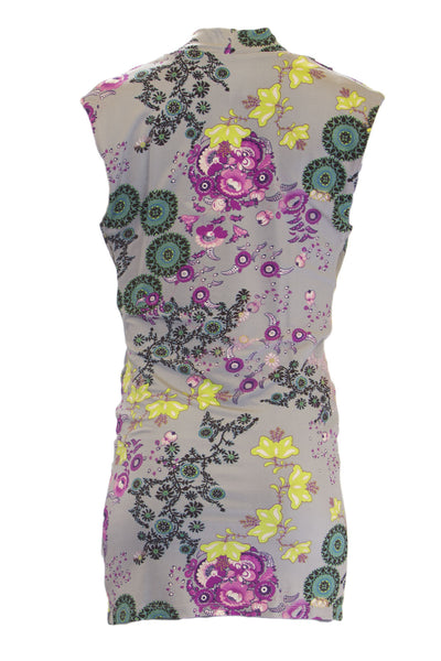 ANALILI Women's Floral Print Cowl Neck  Dress 933M15 Sz X-Small Grey