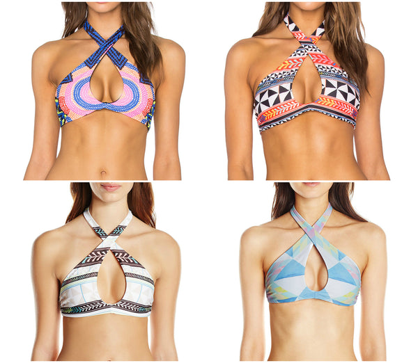 MARA HOFFMAN Slit Front Halter Bikini Top 94040 NEW