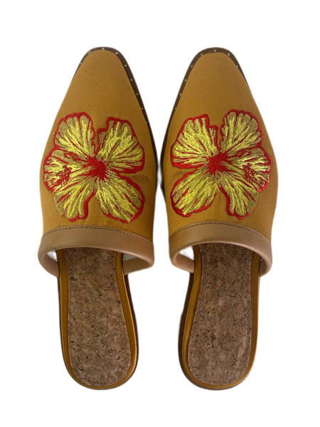 SCOTCH & SODA Women's Gold Kalin Textile Slides #9617 5.5 NWOTB