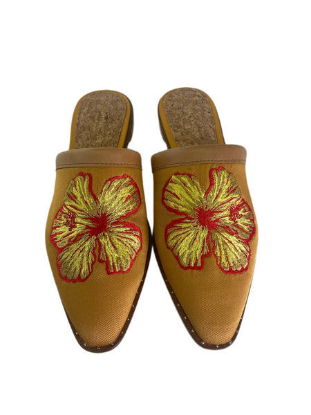 SCOTCH & SODA Women's Gold Kalin Textile Slides #9617 5.5 NWOTB