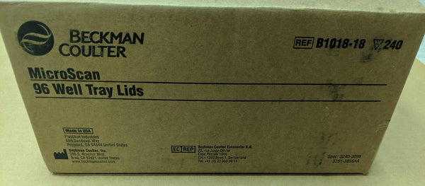 Beckman Coulter 96 Well Tray Lids For Microbiology Analyzer B1018-18 Pack of 240