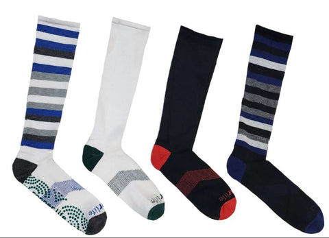 TOMMIE COPPER Men's 4 Pair  Multicolored Compression OTC Socks Large