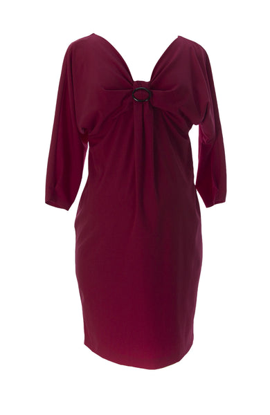 9FASHION Maternity Women's Chantal Dress w/ Buckle, Small, Red