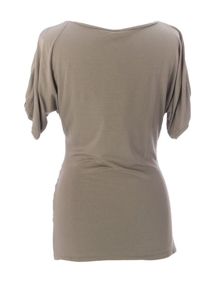 9FASHION Maternity Women's Mifi Cappuccino Announcement Top Sz S $68 NEW
