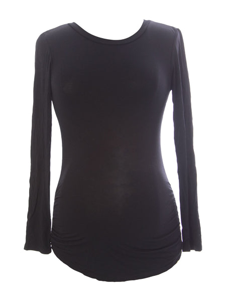 9FASHION Maternity Women's Osama Black Scoop Neck Blouse Sz S/M $68 NEW