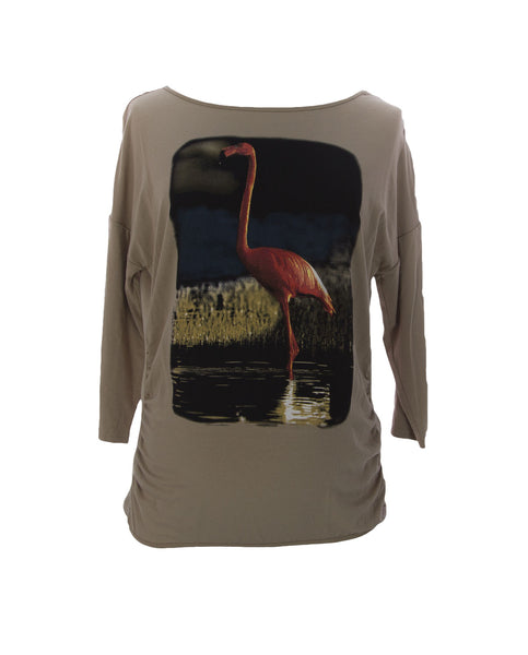 9FASHION Maternity Women's Rona Biscuit Flamingo Blouse Sz S $66 NEW