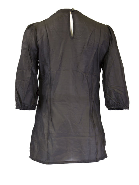 OLIAN Maternity Women's Charcoal Gray Sheer Ruffle Button Top Size X-Small $95 NWT