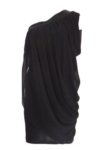 ANALILI Women's Black Sequin Neckline Trim One Shoulder Dress A1299AE09 $285 NWT