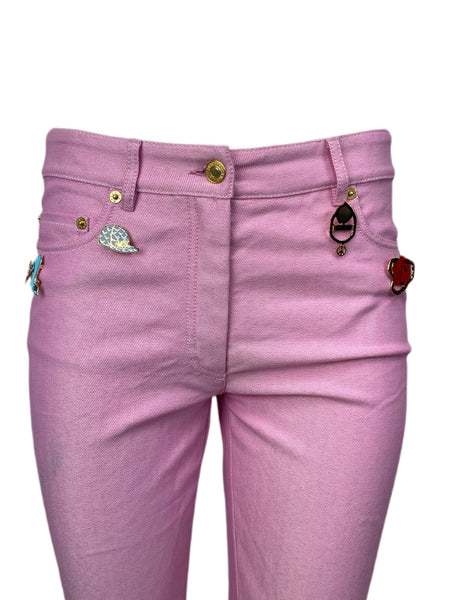 MOSCHINO Women's Pink Mid Rise Jeans #A0301 NWT