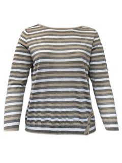 MARINA RINALDI Women's Abigail Striped Sweater, Beige, Medium