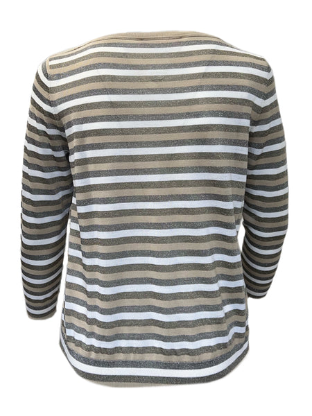 MARINA RINALDI Women's Abigail Striped Sweater, Beige, Medium