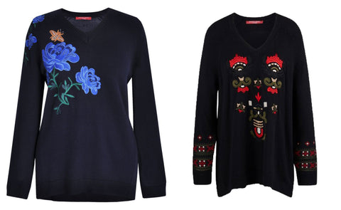 MARINA RINALDI Women's Acero Embroidered Sweater $395 NWT