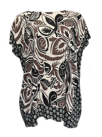 MARINA RINALDI Women's Brown/Black Adornare Printed Sweater $390 NWT