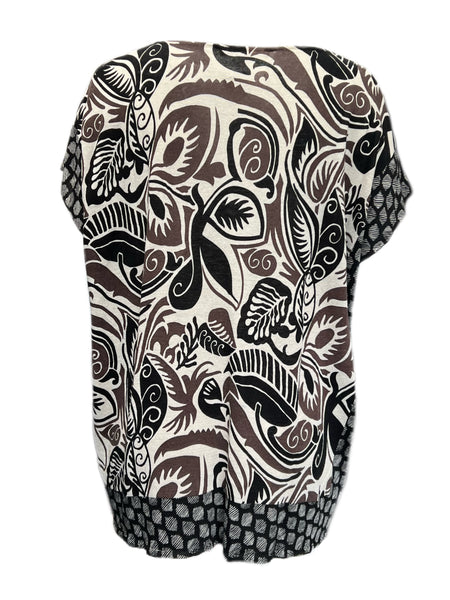 MARINA RINALDI Women's Brown/Black Adornare Printed Sweater $390 NWT
