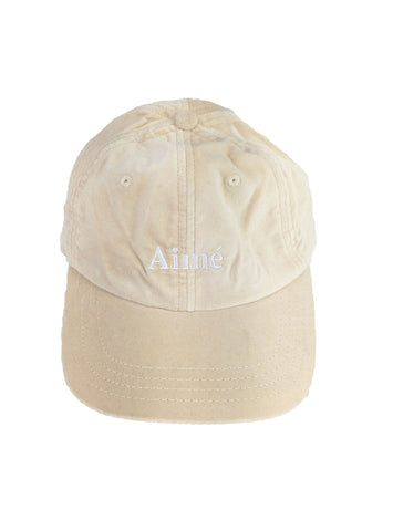 AIME LEON DORE Men's Cream Velveteen Logo Cap Hat One Size Fits All NWT