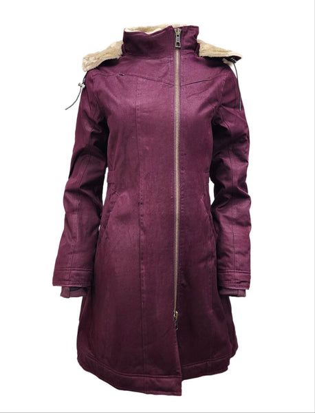 HoodLamb Women's Aubergine Long Hemp Water Resistant Coat 420 NWT