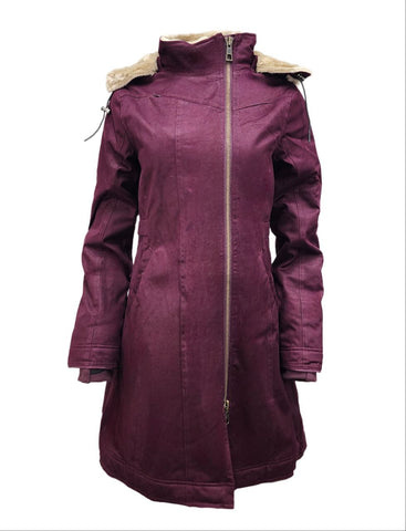HoodLamb Women's Aubergine Long Hemp Water Resistant Coat 420 NWT