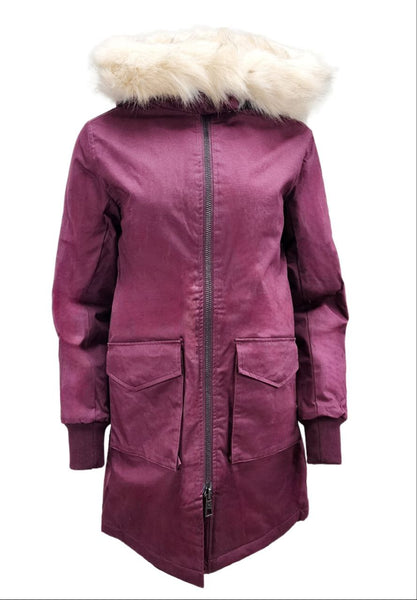 HoodLamb Women's Aubergine Long Natural Hemp Hooded Parka 420 NWT