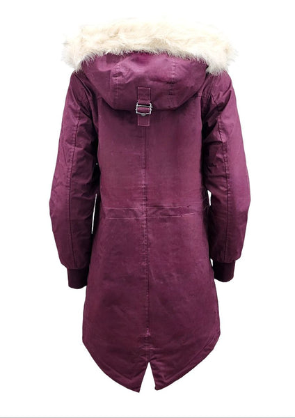 HoodLamb Women's Aubergine Long Natural Hemp Hooded Parka 420 NWT
