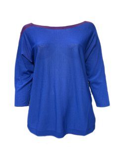 MARINA RINALDI Women's Blue/Purple/Green Aula Colorblock Sweater $330 NWT