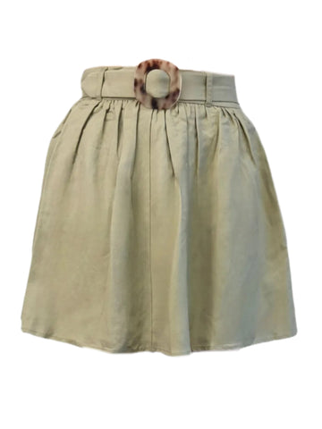 MADISON THE LABEL Women's Green A-Line Belted Linen Skirt #MS0212 X-Small NWT