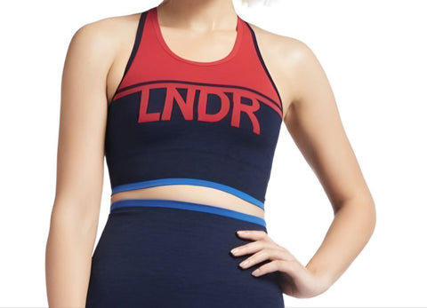 LNDR Women's Navy Marl A-Team Medium Fit Sports Bra #SV617 NWT