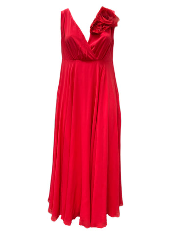 MARINA RINALDI Women's Red Dolmen Empire Waist Dress $2160 NWT