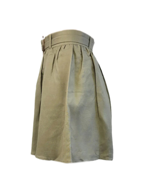 MADISON THE LABEL Women's Green A-Line Belted Linen Skirt #MS0212 X-Small NWT