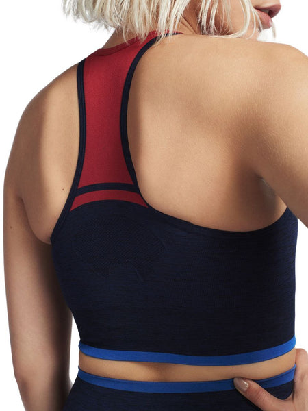 LNDR Women's Navy Marl A-Team Medium Fit Sports Bra #SV617 NWT
