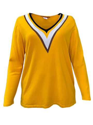 Marina Rinaldi Women's Yellow Abbrivio Knitted Sweater Size XL NWT