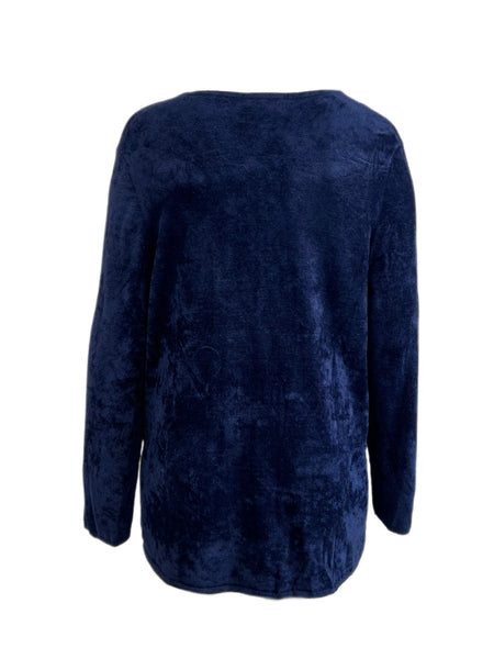 Marina Rinaldi Women's Navy Abilita Velour Pullover Sweater Size XL NWT