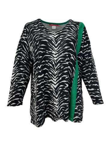 Marina Rinaldi Women's Black Acciaio Animal Printed Knitted Sweater Size XL