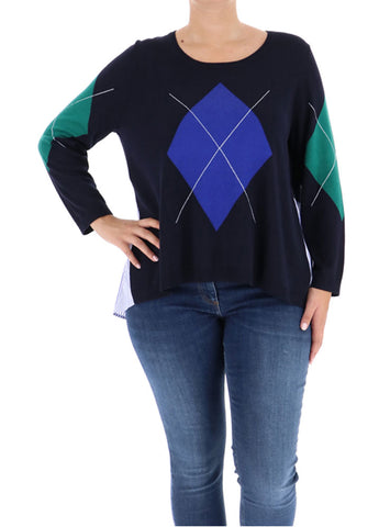 MARINA RINALDI Women's Acrobata Faux Layer Sweater, Blue