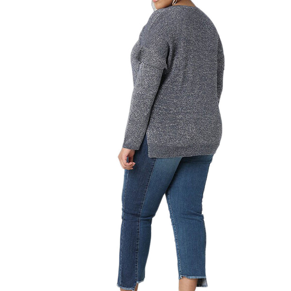 MARINA RINALDI Women's Dark Navy Acuti Shimmering Sweater Small $235 NWT