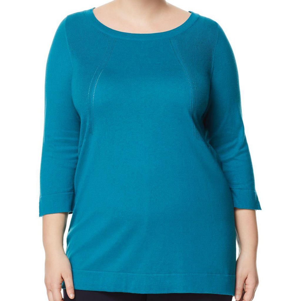 MARINA RINALDI Women's Turquoise Ada Pullover Sweater $395 NWT