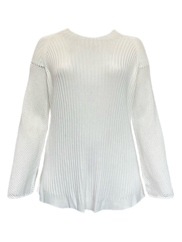 Marina Rinaldi Women's White Adagio Knitted Long Sleeves Sweater Size XL NWT