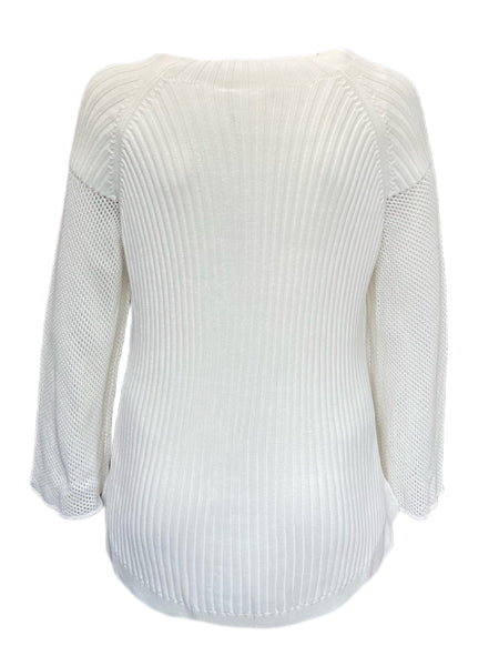 Marina Rinaldi Women's White Adagio Knitted Long Sleeves Sweater Size XL NWT