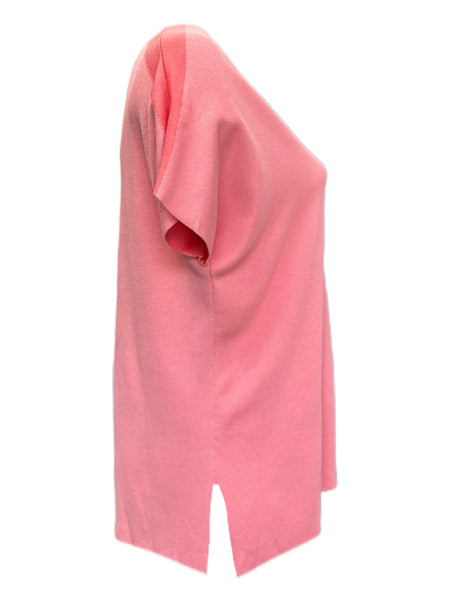 Marina Rinaldi Women's Pink Adottato Knitted Short Sleeve Sweater Size M NWT