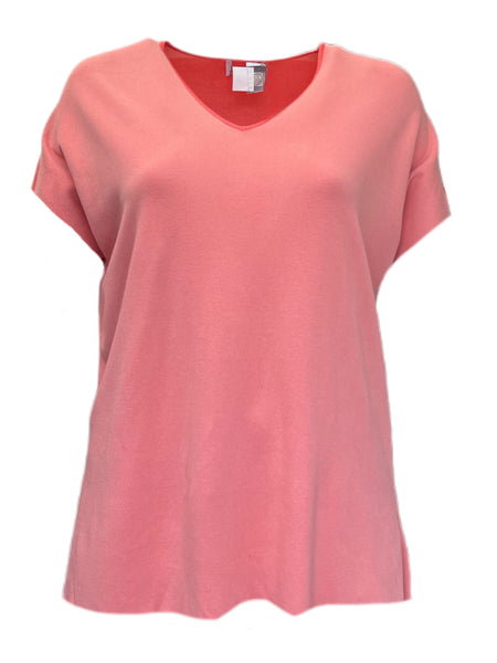 Marina Rinaldi Women's Pink Adottato Knitted Short Sleeve Sweater Size M NWT