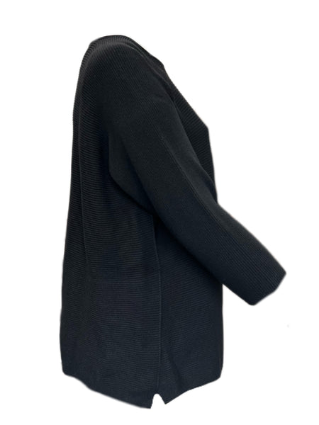 Marina Rinaldi Women's Black Adottato Knitted Long Sleeves Sweater Size XL NWT