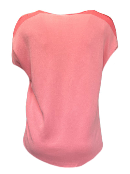 Marina Rinaldi Women's Pink Adottato Knitted Short Sleeve Sweater Size M NWT